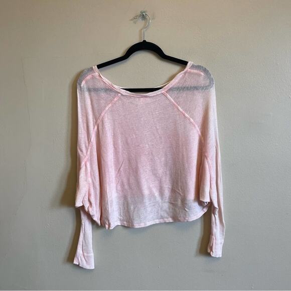 We the Free XS sheer long sleeve crop top grunge mid rif pink - Picture 5 of 7